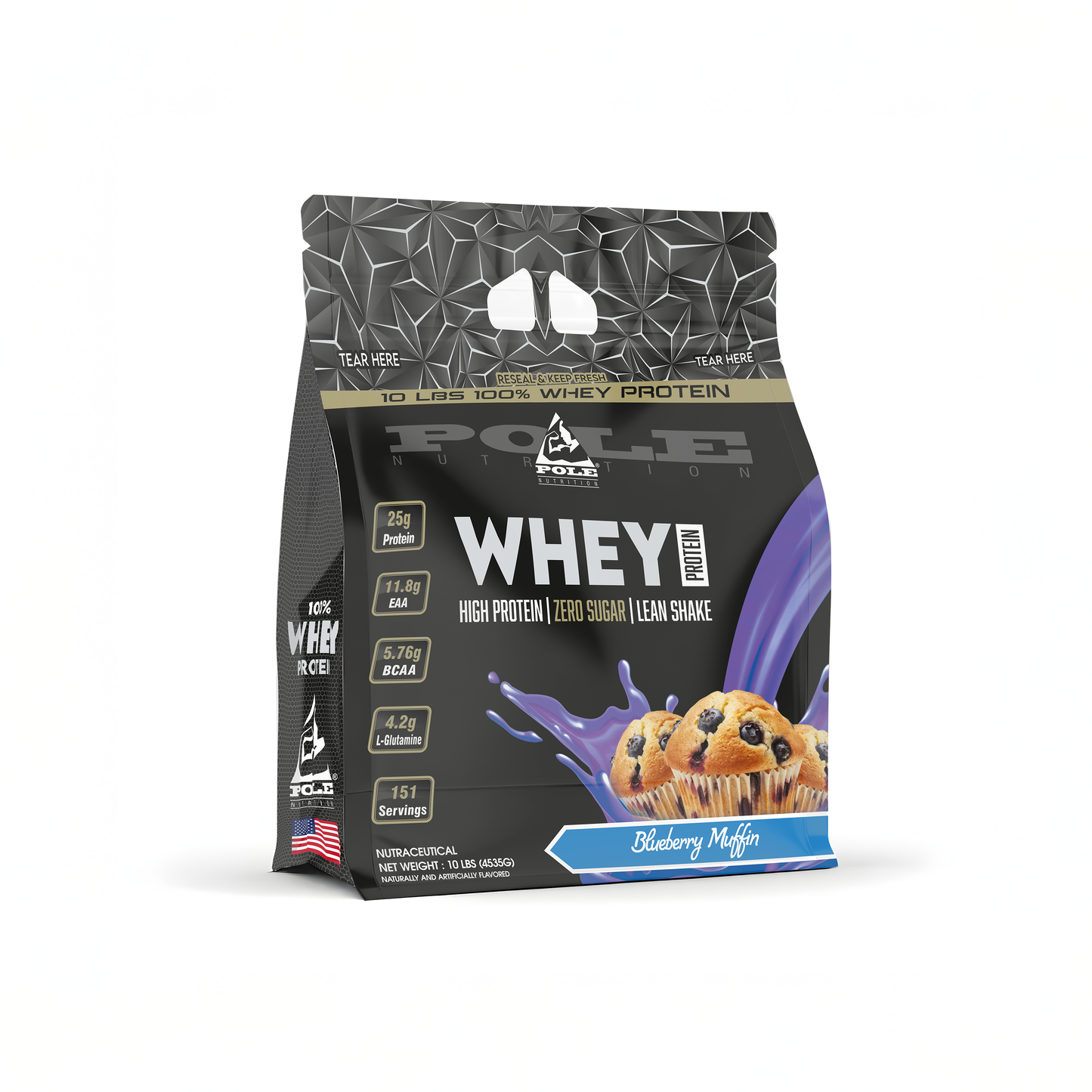NEW LAUNCH - Pole Nutrition Whey Protein - 10 LBS (4.5 kg) High Protein, Zero Sugar Lean Muscle Shake | Muscle Gain & Recovery Support