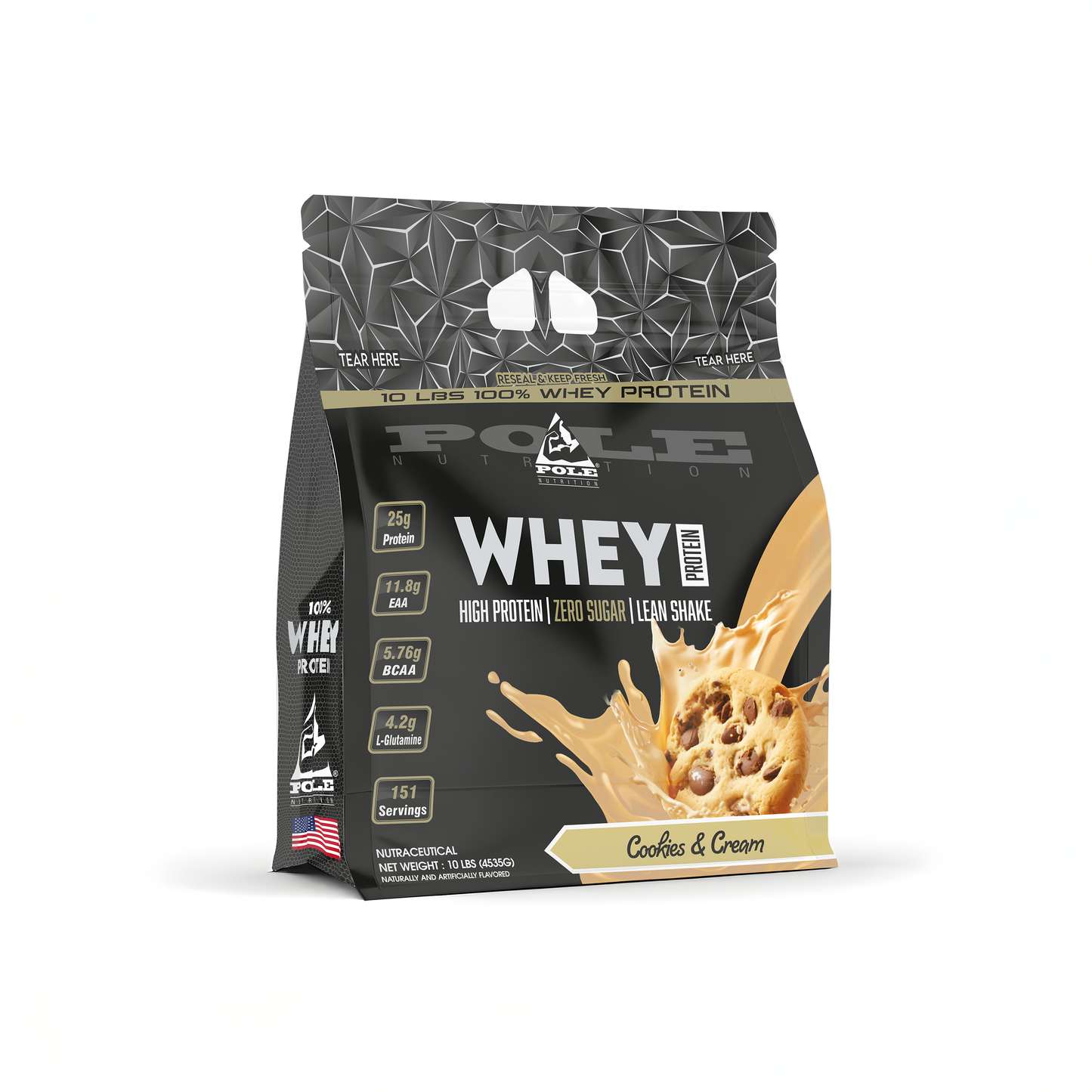 NEW LAUNCH - Pole Nutrition Whey Protein - 10 LBS (4.5 kg) High Protein, Zero Sugar Lean Muscle Shake | Muscle Gain & Recovery Support