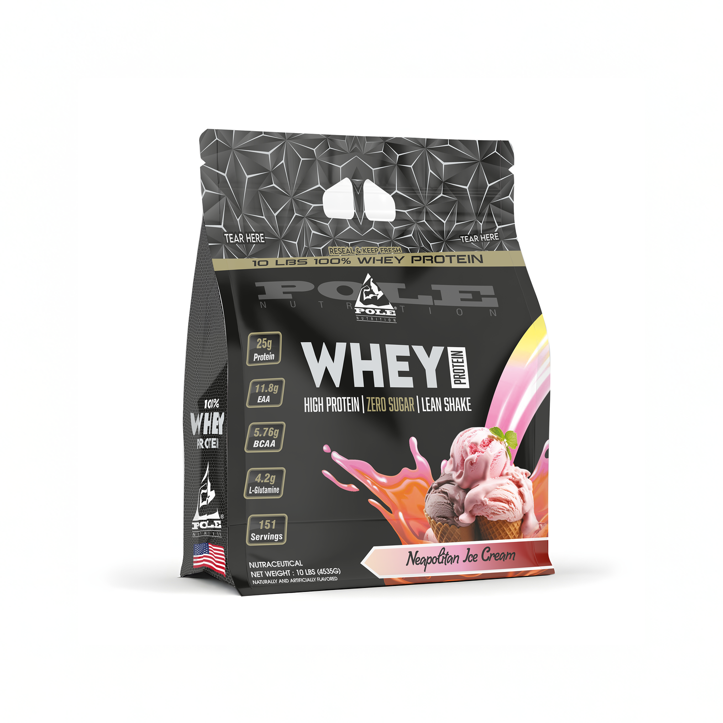 NEW LAUNCH - Pole Nutrition Whey Protein - 10 LBS (4.5 kg) High Protein, Zero Sugar Lean Muscle Shake | Muscle Gain & Recovery Support