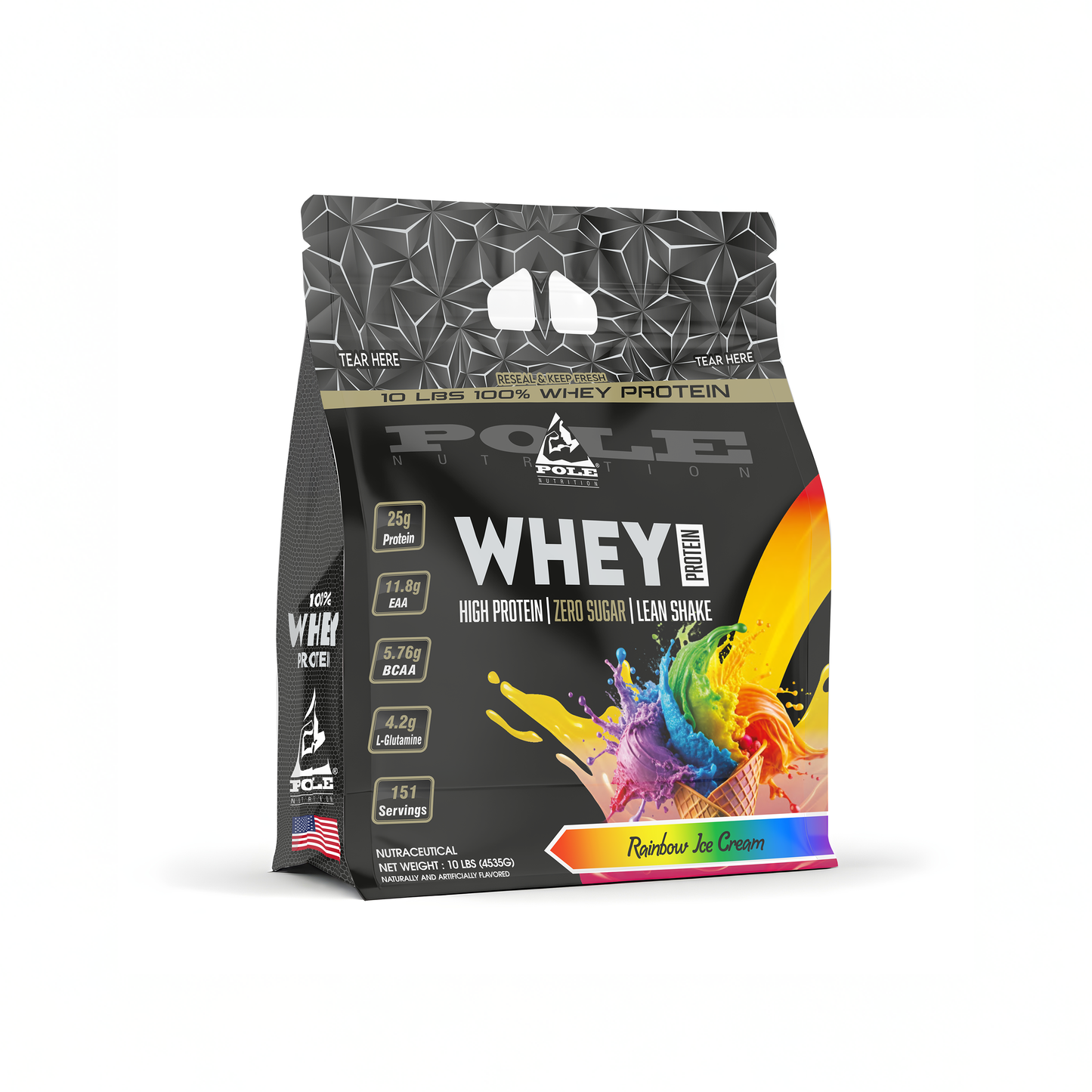 NEW LAUNCH - Pole Nutrition Whey Protein - 10 LBS (4.5 kg) High Protein, Zero Sugar Lean Muscle Shake | Muscle Gain & Recovery Support