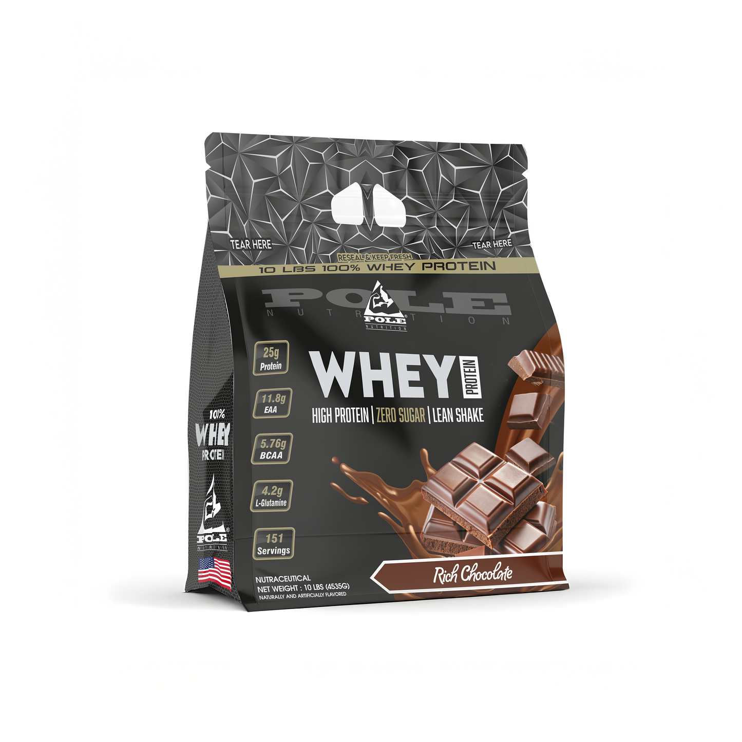 NEW LAUNCH - Pole Nutrition Whey Protein - 10 LBS (4.5 kg) High Protein, Zero Sugar Lean Muscle Shake | Muscle Gain & Recovery Support
