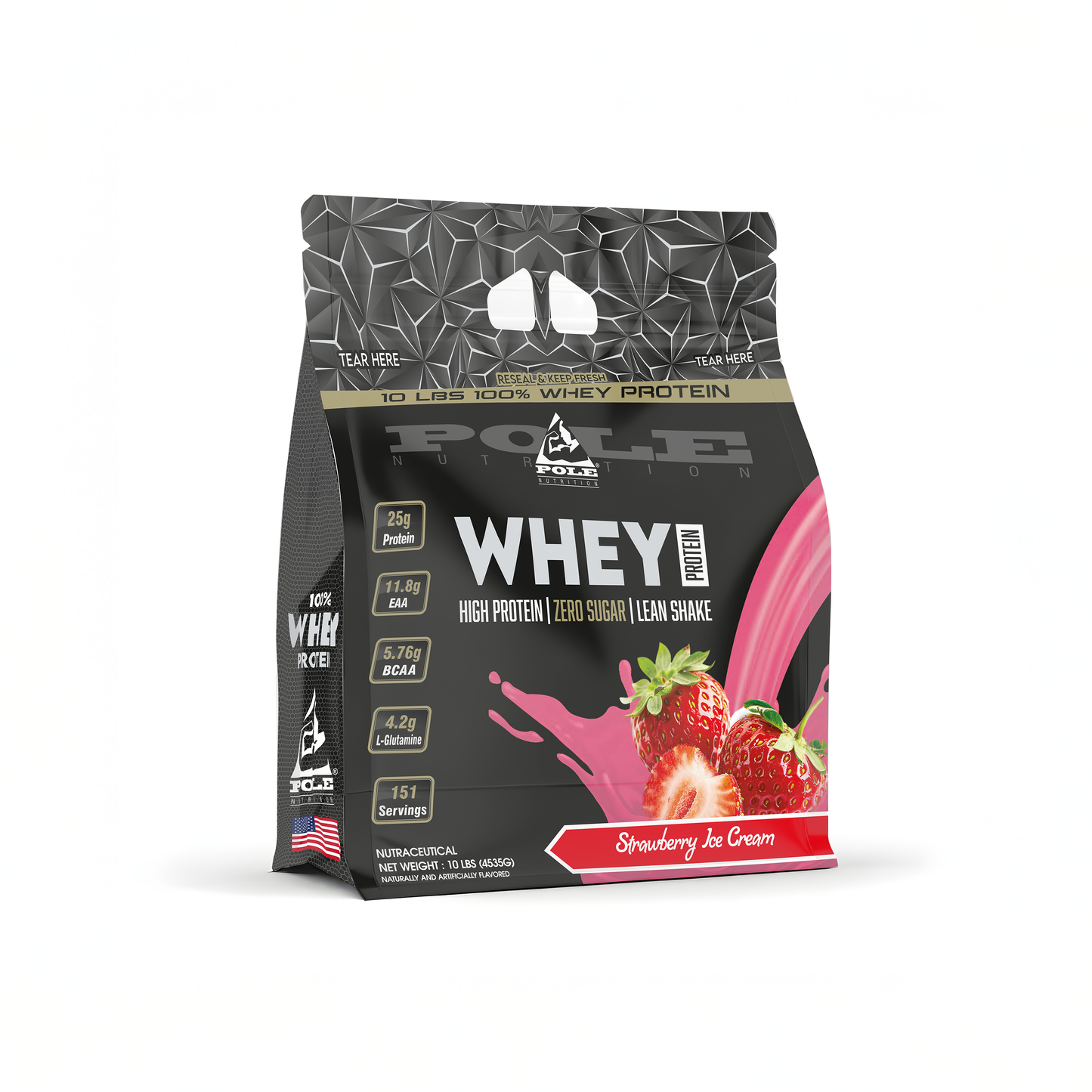 NEW LAUNCH - Pole Nutrition Whey Protein - 10 LBS (4.5 kg) High Protein, Zero Sugar Lean Muscle Shake | Muscle Gain & Recovery Support