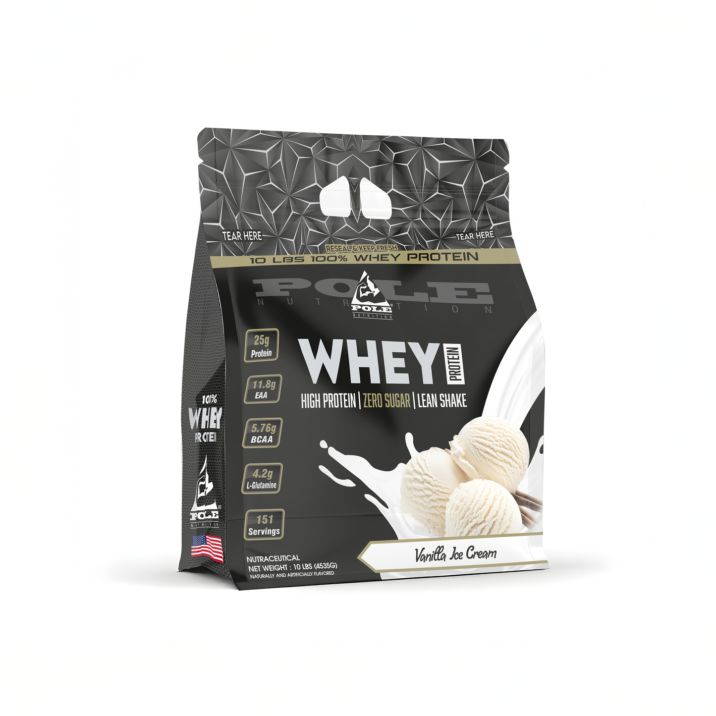 NEW LAUNCH - Pole Nutrition Whey Protein - 10 LBS (4.5 kg) High Protein, Zero Sugar Lean Muscle Shake | Muscle Gain & Recovery Support
