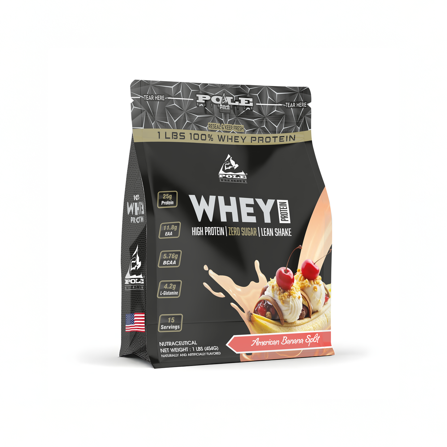 NEW LAUNCH - Pole Nutrition Whey Protein | Lean Muscle Shake | High Protein, Zero Sugar | 1 Lbs (454g) USE CODE: FREEDOM100 for ₹100/- more OFF