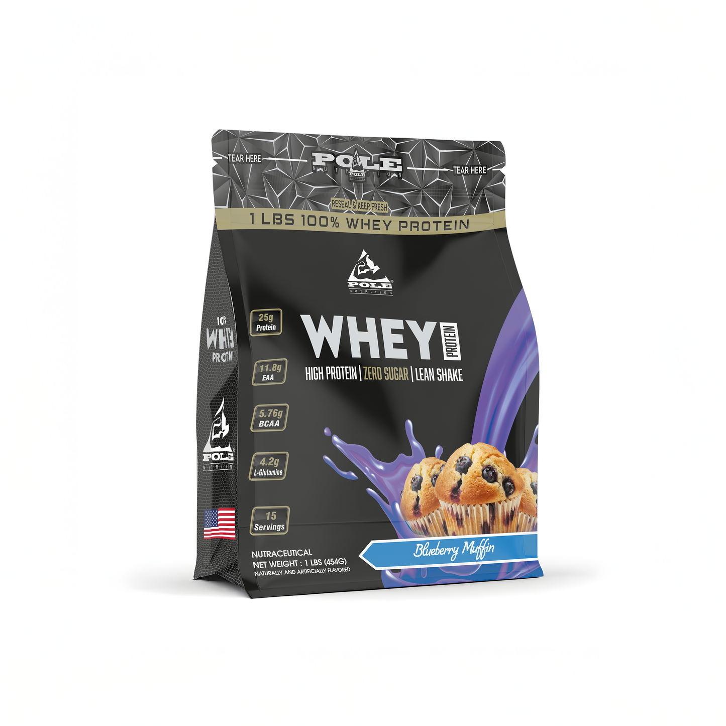 NEW LAUNCH - Pole Nutrition Whey Protein | Lean Muscle Shake | High Protein, Zero Sugar | 1 Lbs (454g) USE CODE: FREEDOM100 for ₹100/- more OFF
