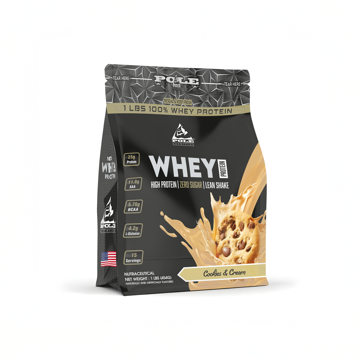 NEW LAUNCH - Pole Nutrition Whey Protein | Lean Muscle Shake | High Protein, Zero Sugar | 1 Lbs (454g) USE CODE: FREEDOM100 for ₹100/- more OFF