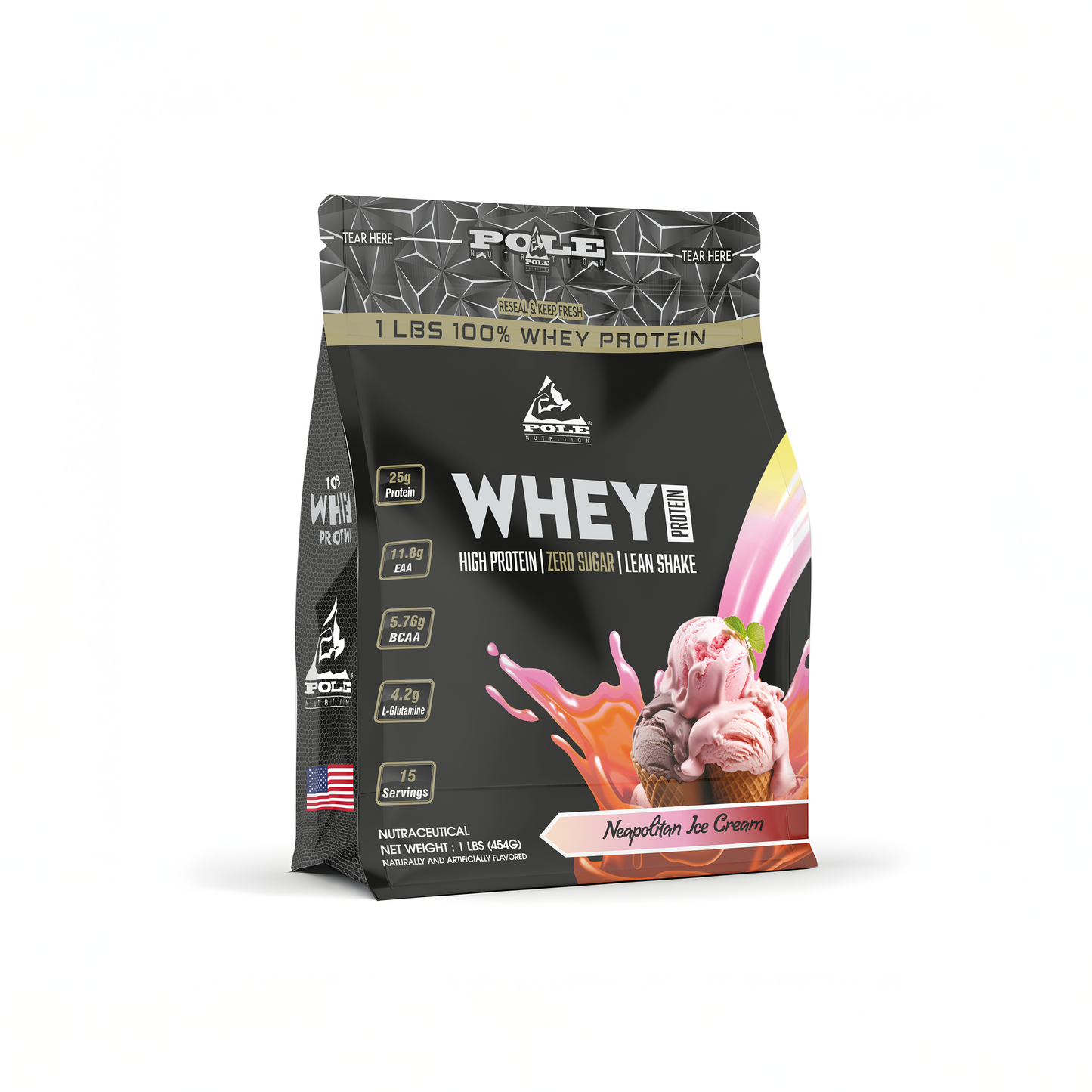 NEW LAUNCH - Pole Nutrition Whey Protein | Lean Muscle Shake | High Protein, Zero Sugar | 1 Lbs (454g) USE CODE: FREEDOM100 for ₹100/- more OFF