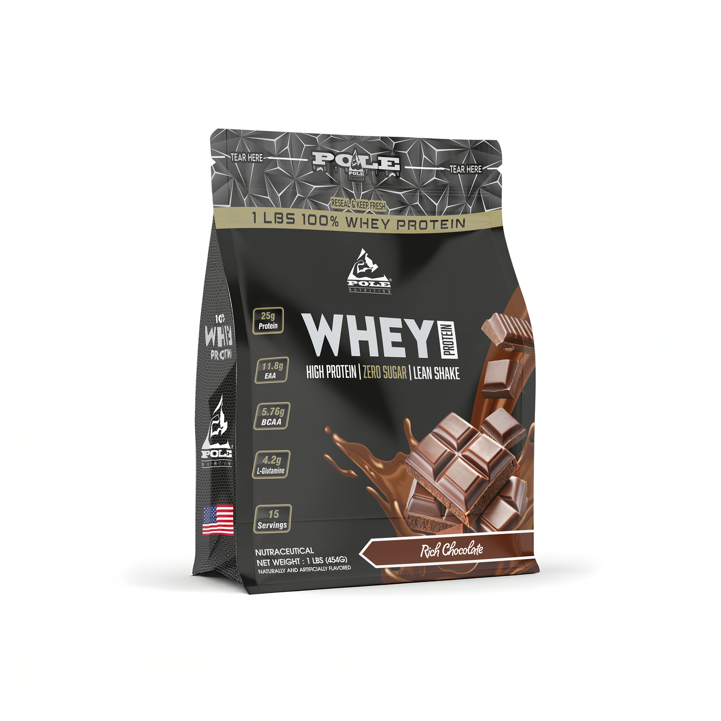 NEW LAUNCH - Pole Nutrition Whey Protein | Lean Muscle Shake | High Protein, Zero Sugar | 1 Lbs (454g) USE CODE: FREEDOM100 for ₹100/- more OFF