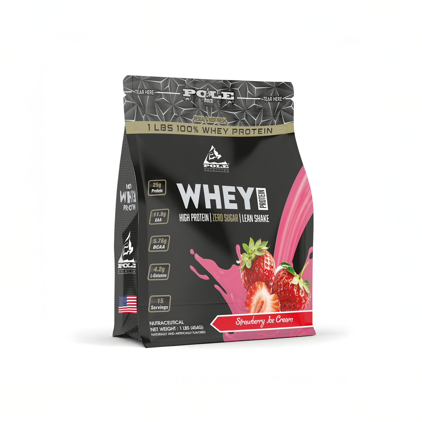 NEW LAUNCH - Pole Nutrition Whey Protein | Lean Muscle Shake | High Protein, Zero Sugar | 1 Lbs (454g) USE CODE: FREEDOM100 for ₹100/- more OFF