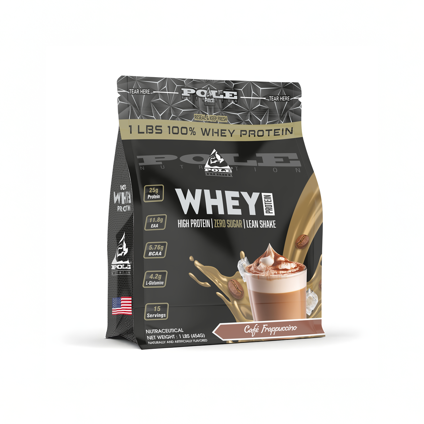 NEW LAUNCH - Pole Nutrition Whey Protein | 2 Lbs (907g) | 25g Protein | Zero Sugar | Lean Muscle Shake | 30 Servings 2 LBS