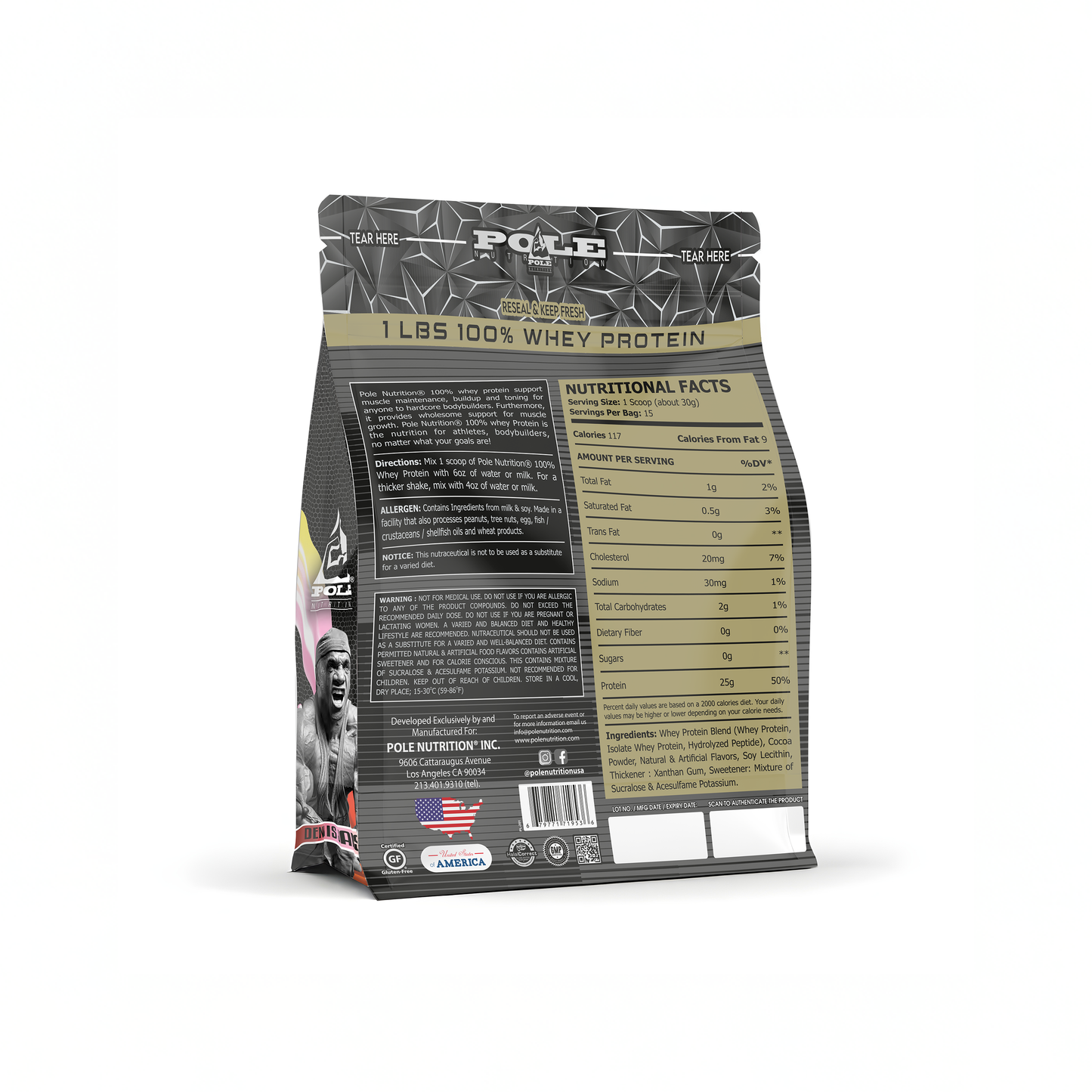 NEW LAUNCH - Pole Nutrition Whey Protein | 2 Lbs (907g) | 25g Protein | Zero Sugar | Lean Muscle Shake | 30 Servings 2 LBS
