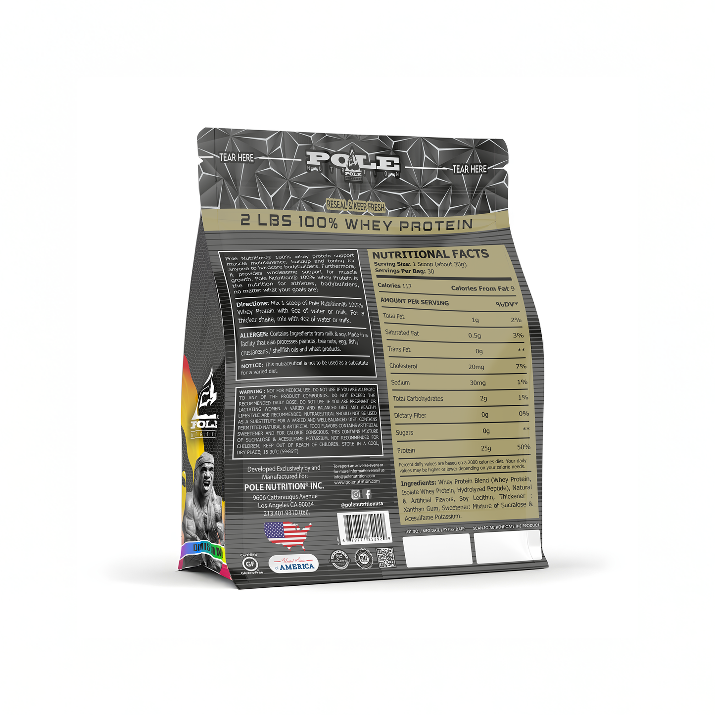 NEW LAUNCH - Pole Nutrition Whey Protein | 2 Lbs (907g) | 25g Protein | Zero Sugar | Lean Muscle Shake | 30 Servings 2 LBS