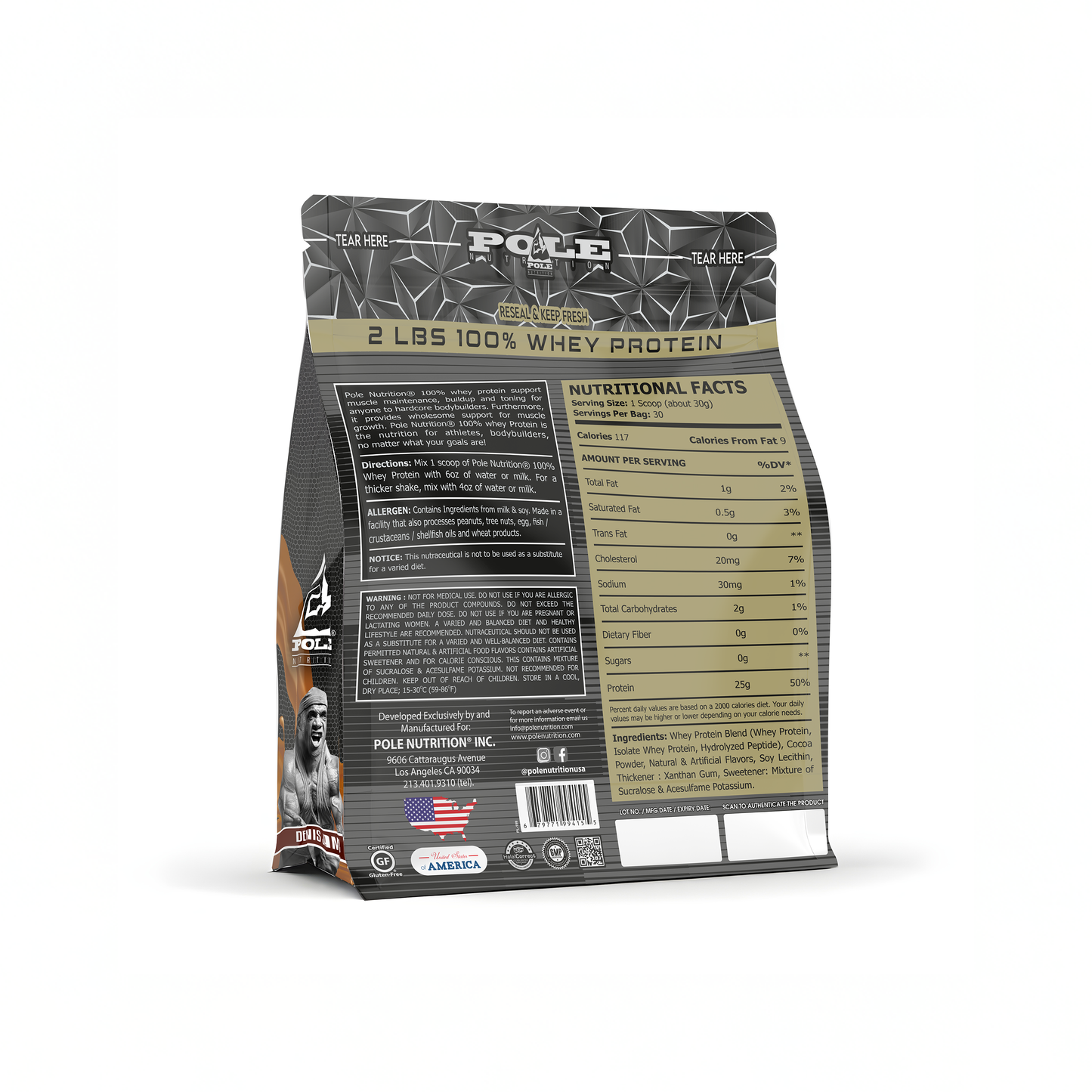 NEW LAUNCH - Pole Nutrition Whey Protein | 2 Lbs (907g) | 25g Protein | Zero Sugar | Lean Muscle Shake | 30 Servings 2 LBS