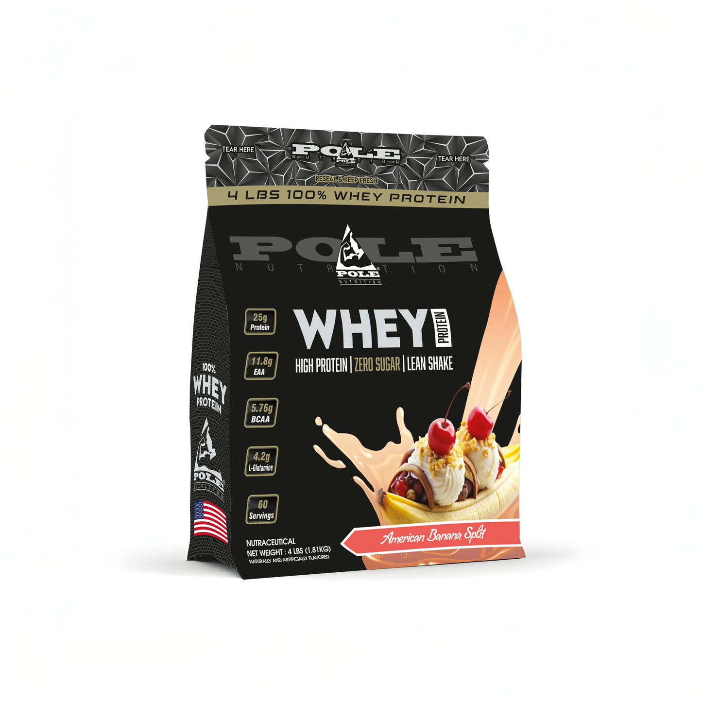 NEW LAUNCH - Pole Nutrition Whey Protein | High Protein, Zero Sugar Lean Muscle Shake | Fast Recovery & Muscle Growth 4 LBS (1.81 kg)