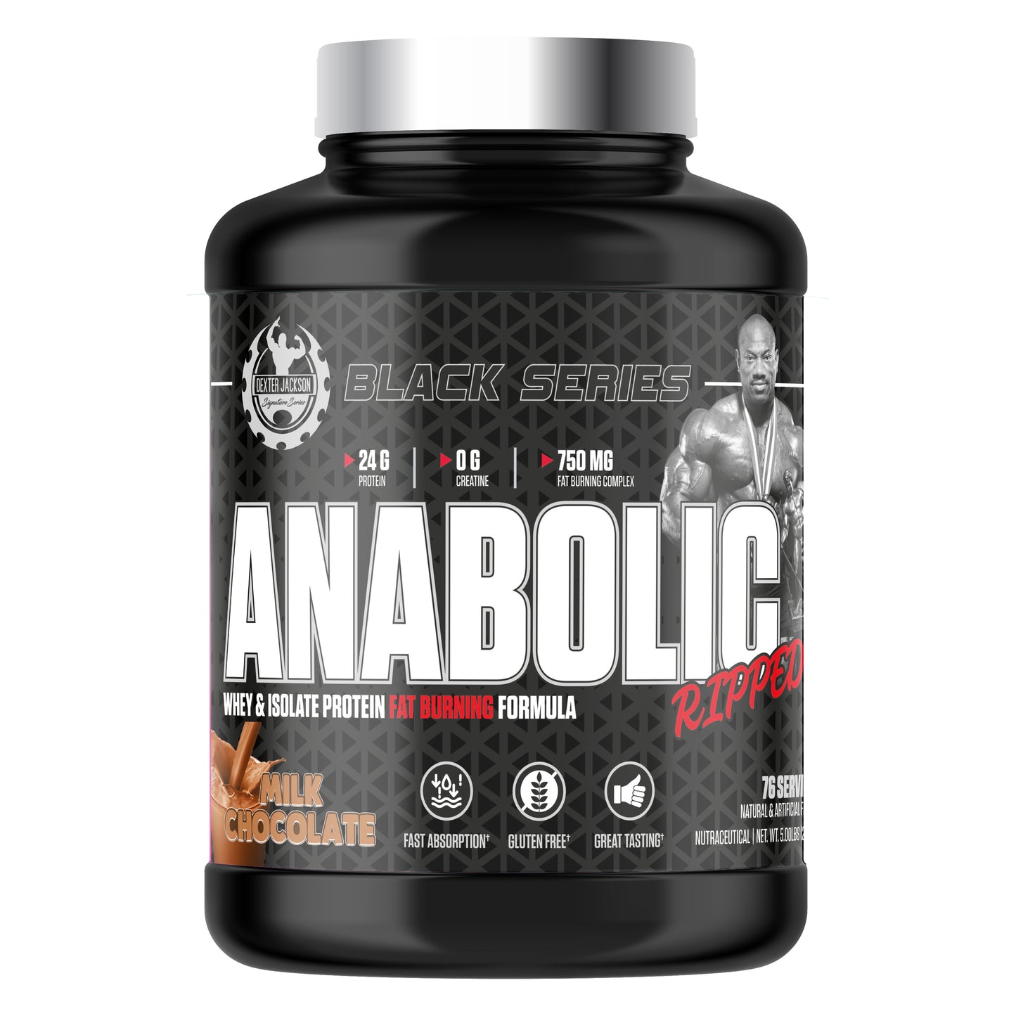 Dexter Jackson BLACK SERIES ANABOLIC RIPPED WHEY 5 LBS MILK CHOCOLATE Whey Protein (2268 g)