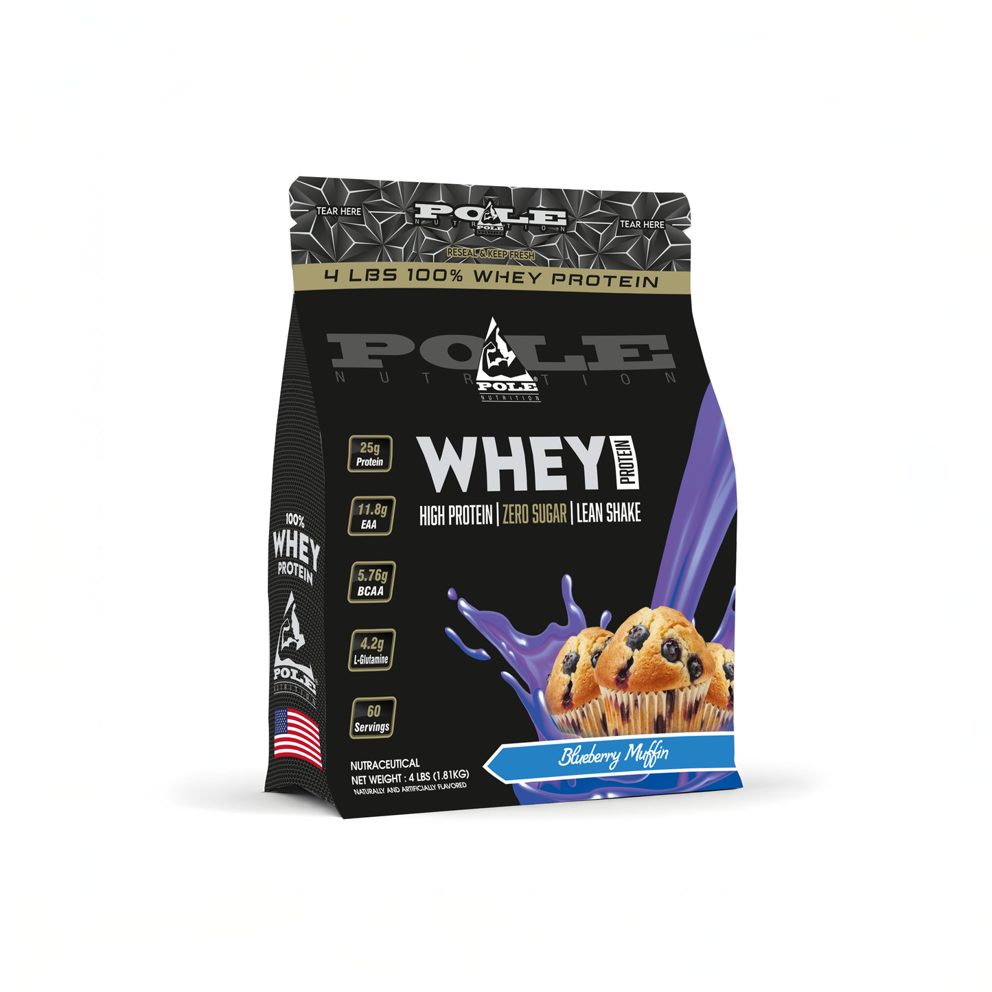 NEW LAUNCH - Pole Nutrition Whey Protein | High Protein, Zero Sugar Lean Muscle Shake | Fast Recovery & Muscle Growth 4 LBS (1.81 kg)