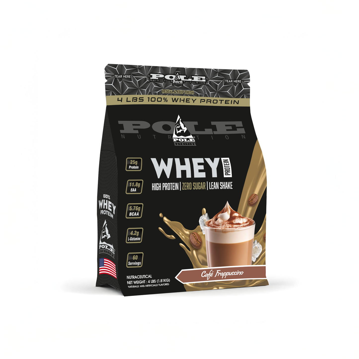NEW LAUNCH - Pole Nutrition Whey Protein | High Protein, Zero Sugar Lean Muscle Shake | Fast Recovery & Muscle Growth 4 LBS (1.81 kg)