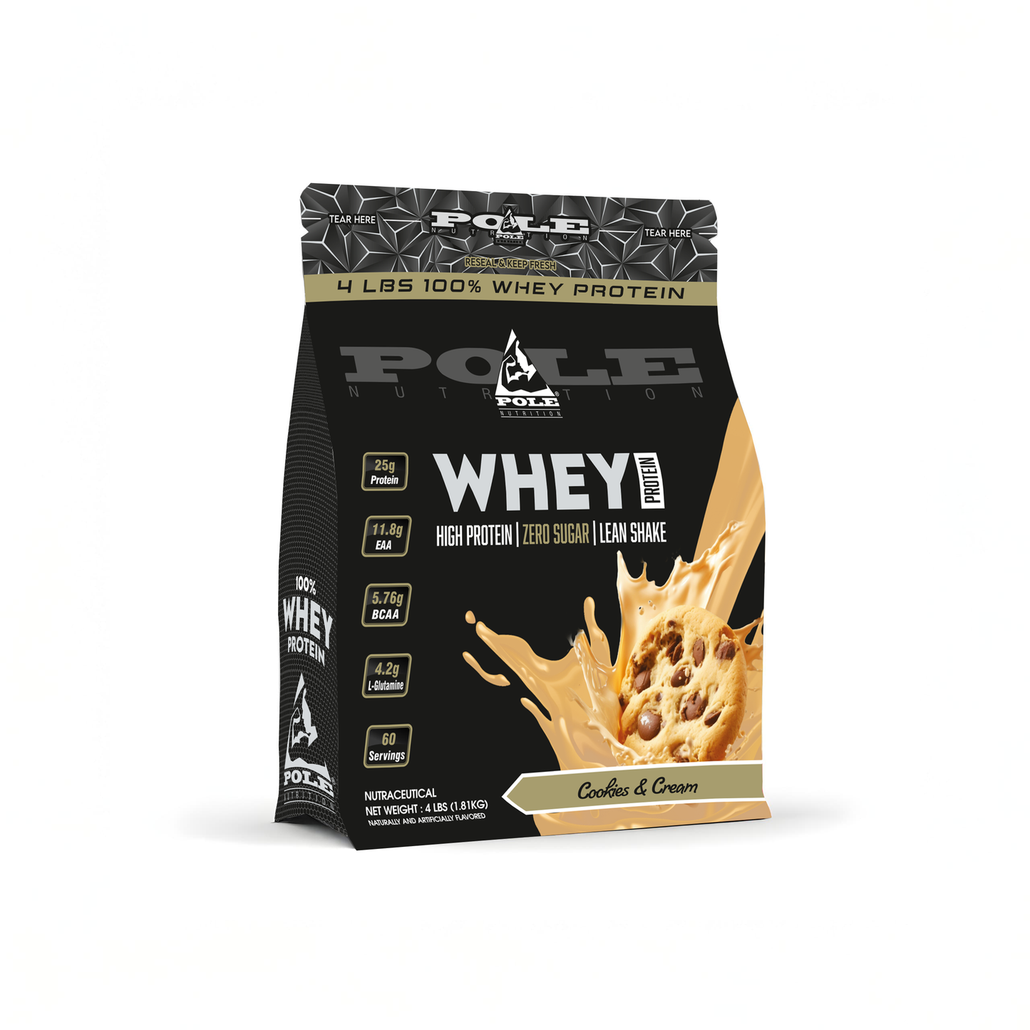 NEW LAUNCH - Pole Nutrition Whey Protein | High Protein, Zero Sugar Lean Muscle Shake | Fast Recovery & Muscle Growth 4 LBS (1.81 kg)