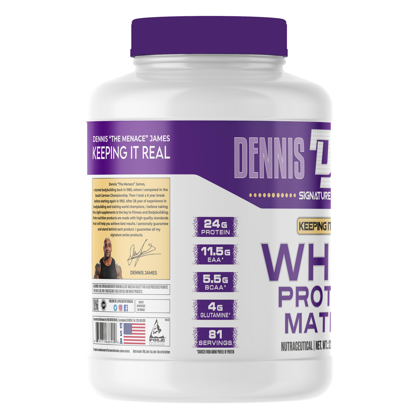 Dennis James Signature Series Whey Protein Powder Matrix 81 servings