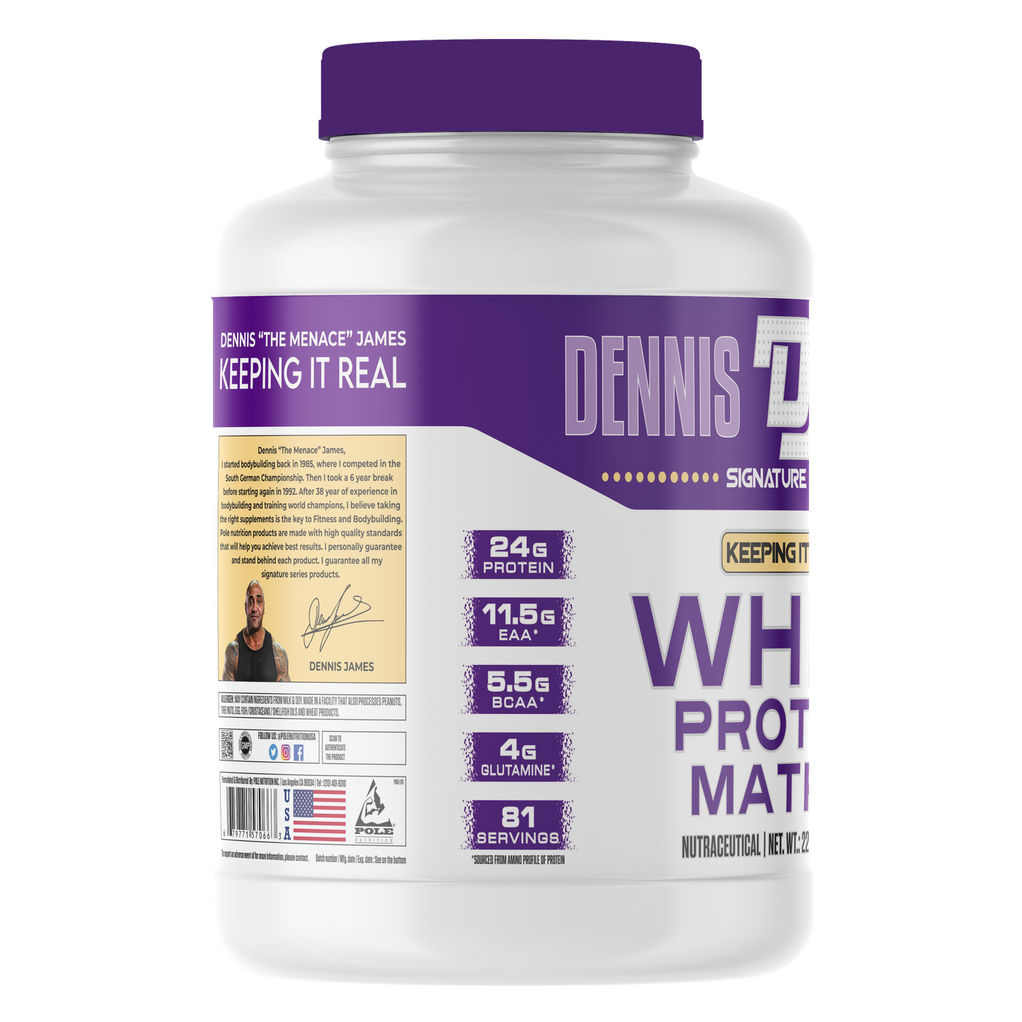 Dennis James Signature Series Whey Protein Powder Matrix 81 servings