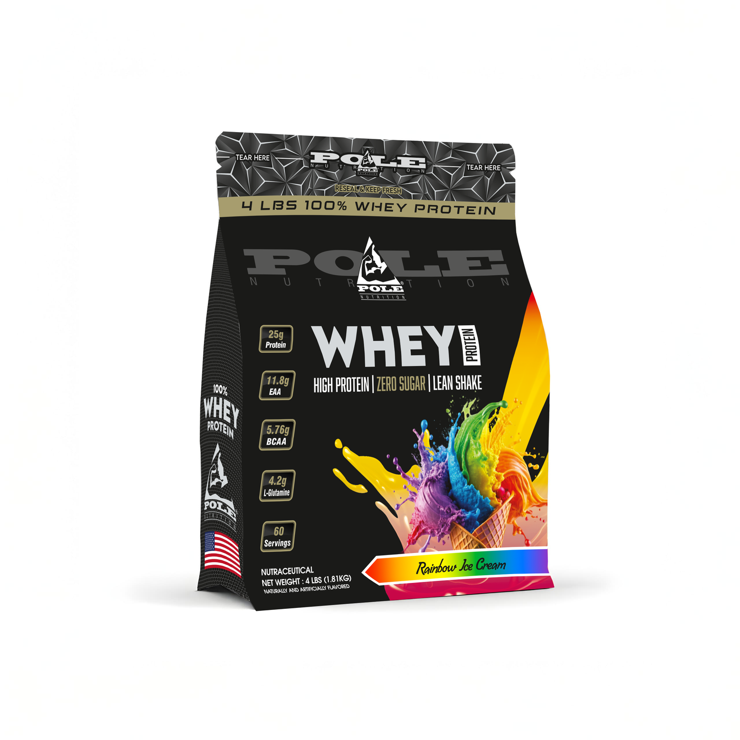 NEW LAUNCH - Pole Nutrition Whey Protein | High Protein, Zero Sugar Lean Muscle Shake | Fast Recovery & Muscle Growth 4 LBS (1.81 kg)