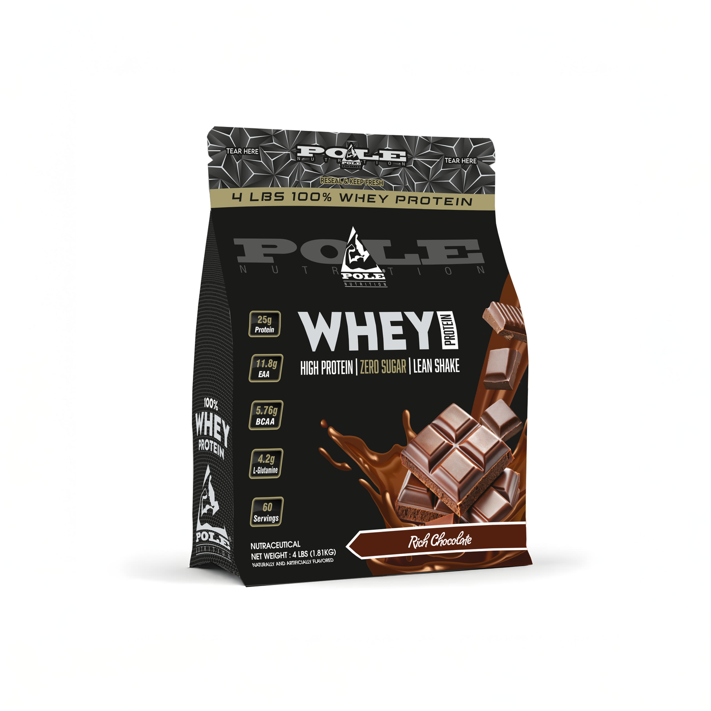 NEW LAUNCH - Pole Nutrition Whey Protein | High Protein, Zero Sugar Lean Muscle Shake | Fast Recovery & Muscle Growth 4 LBS (1.81 kg)