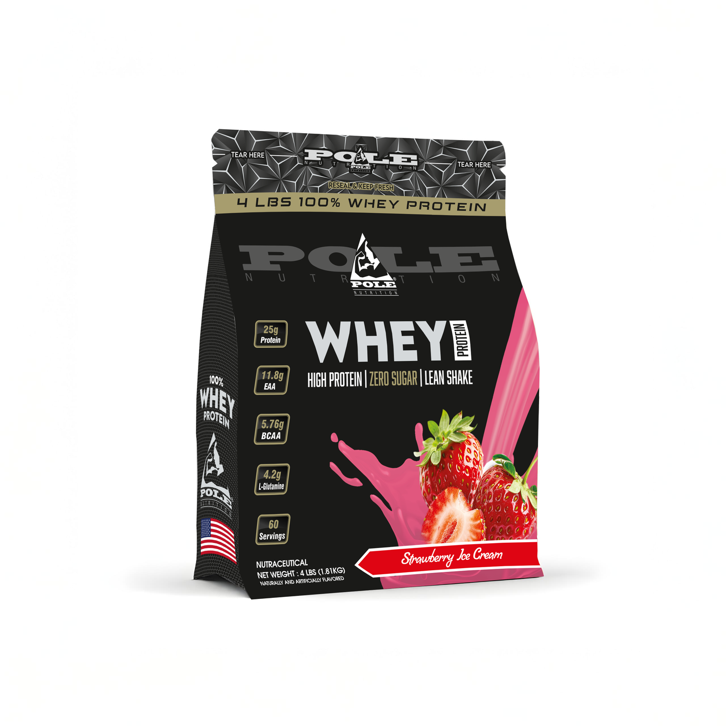 NEW LAUNCH - Pole Nutrition Whey Protein | High Protein, Zero Sugar Lean Muscle Shake | Fast Recovery & Muscle Growth 4 LBS (1.81 kg)