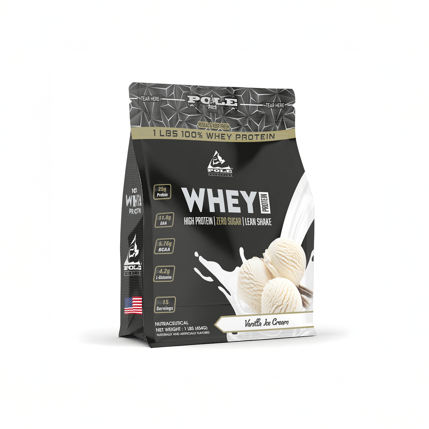 NEW LAUNCH - Pole Nutrition Whey Protein | Lean Muscle Shake | High Protein, Zero Sugar | 1 Lbs (454g) USE CODE: FREEDOM100 for ₹100/- more OFF