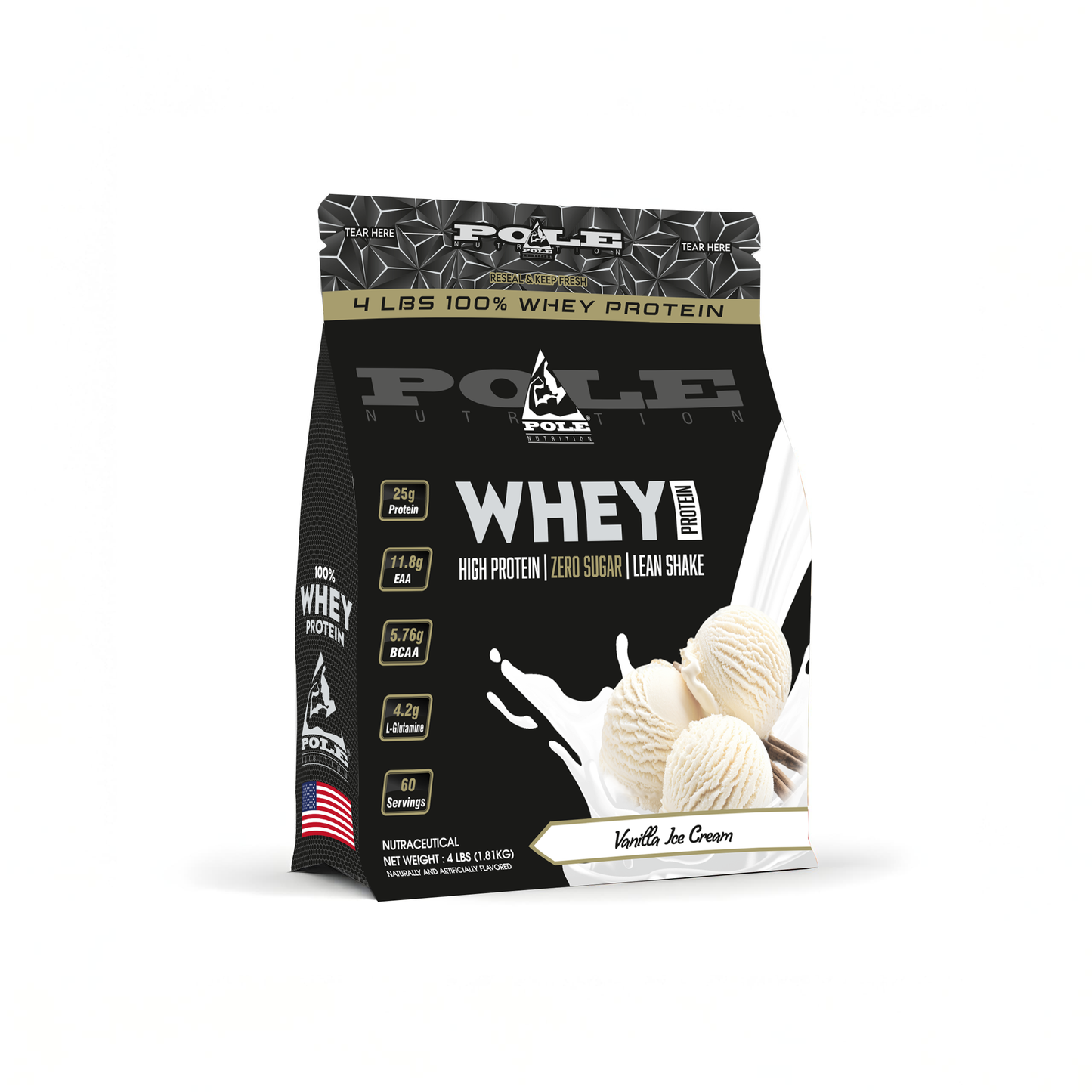 NEW LAUNCH - Pole Nutrition Whey Protein | High Protein, Zero Sugar Lean Muscle Shake | Fast Recovery & Muscle Growth 4 LBS (1.81 kg)