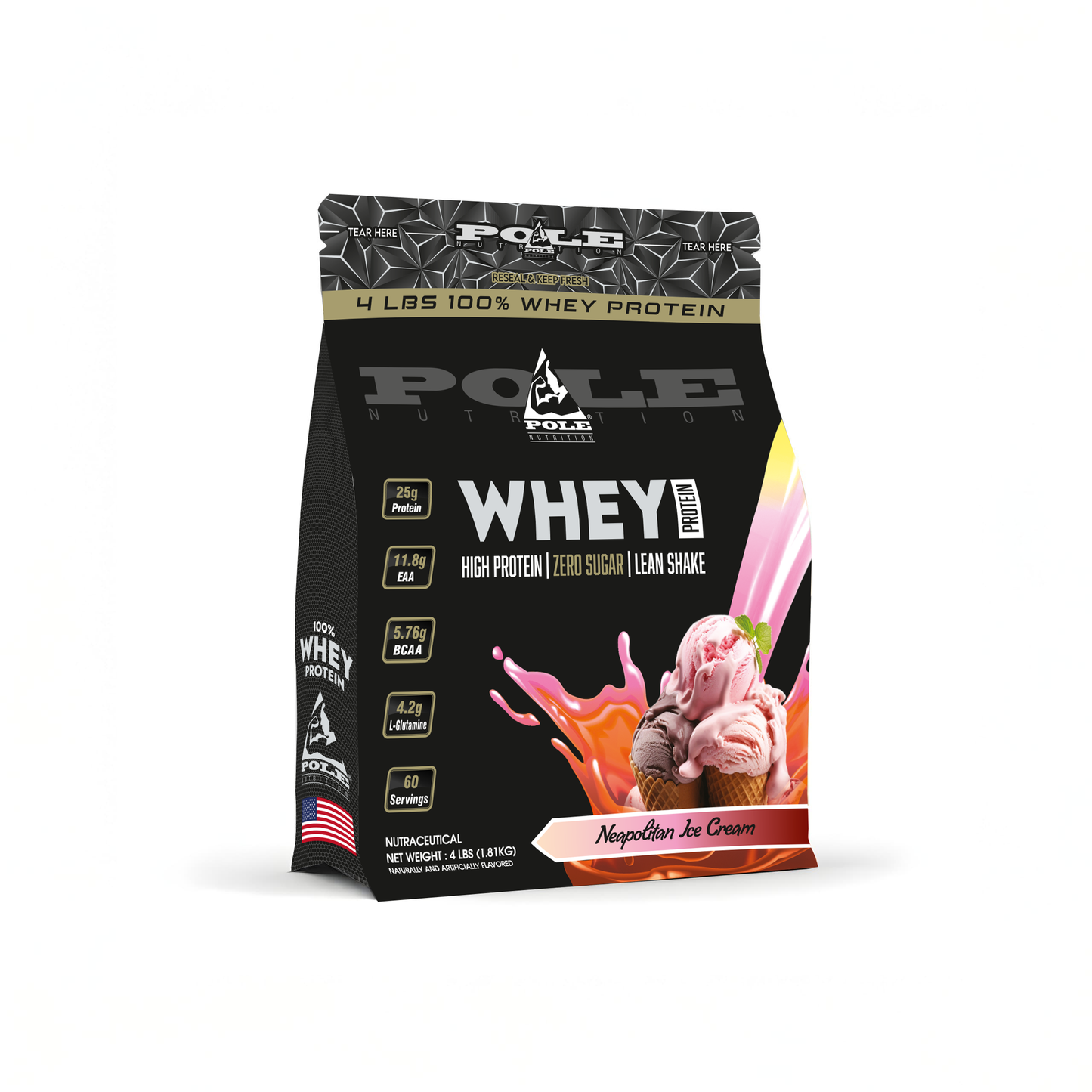 NEW LAUNCH - Pole Nutrition Whey Protein | High Protein, Zero Sugar Lean Muscle Shake | Fast Recovery & Muscle Growth 4 LBS (1.81 kg)