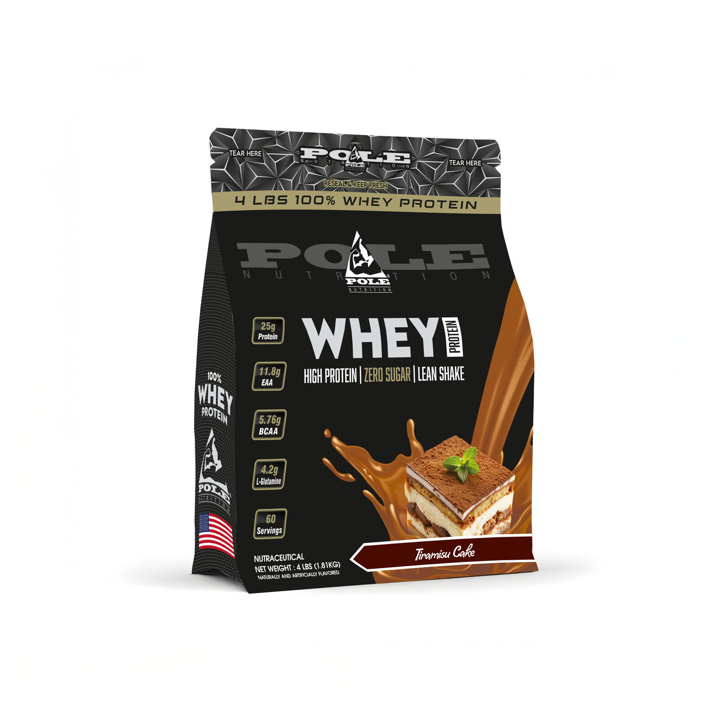 NEW LAUNCH - Pole Nutrition Whey Protein | High Protein, Zero Sugar Lean Muscle Shake | Fast Recovery & Muscle Growth 4 LBS (1.81 kg)
