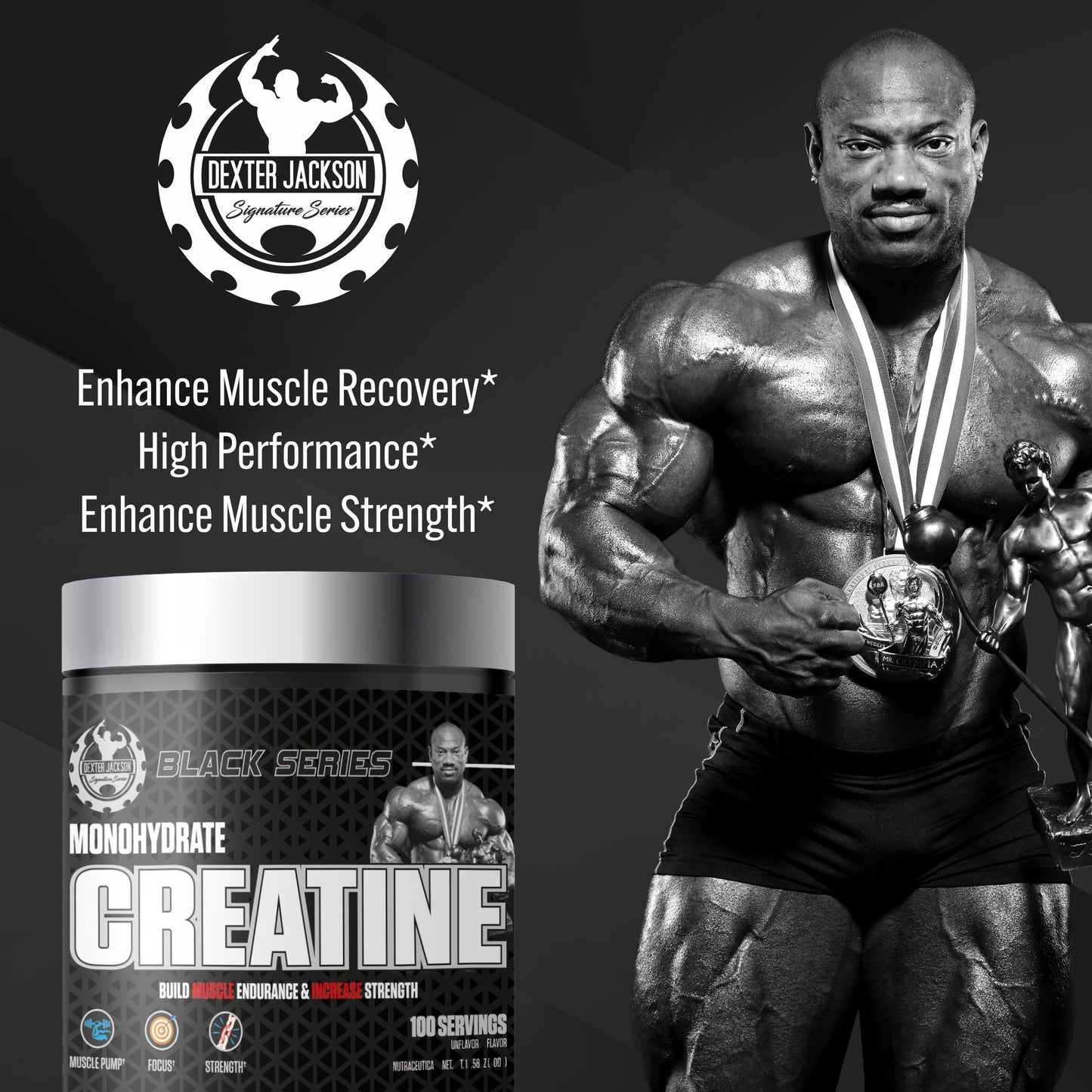 Dexter Jackson Black Series Creatine Monohydrate Powder - 300g, 100 Servings