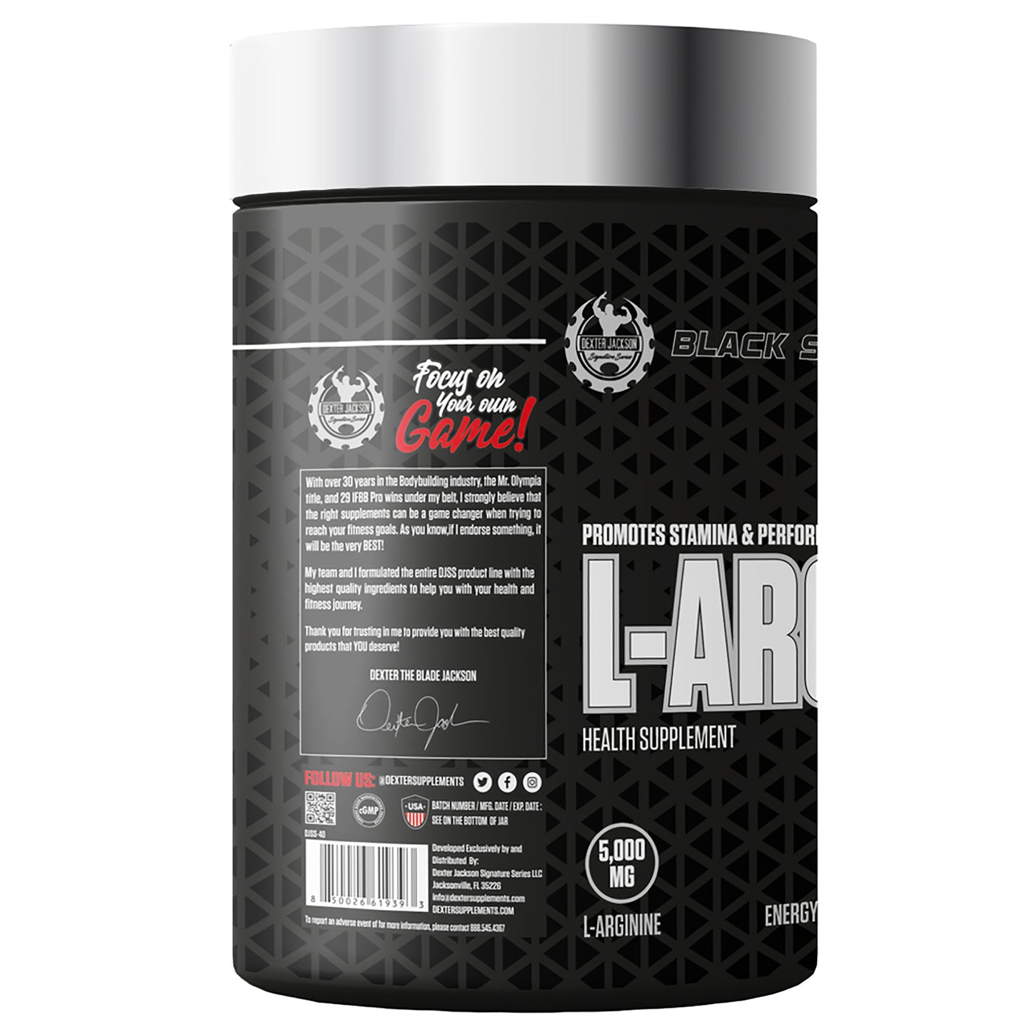 Dexter Jackson Signature Series Black Series L-Arginine - 5000Mg | Health Supplement | 30 Servings, 120 Tablets