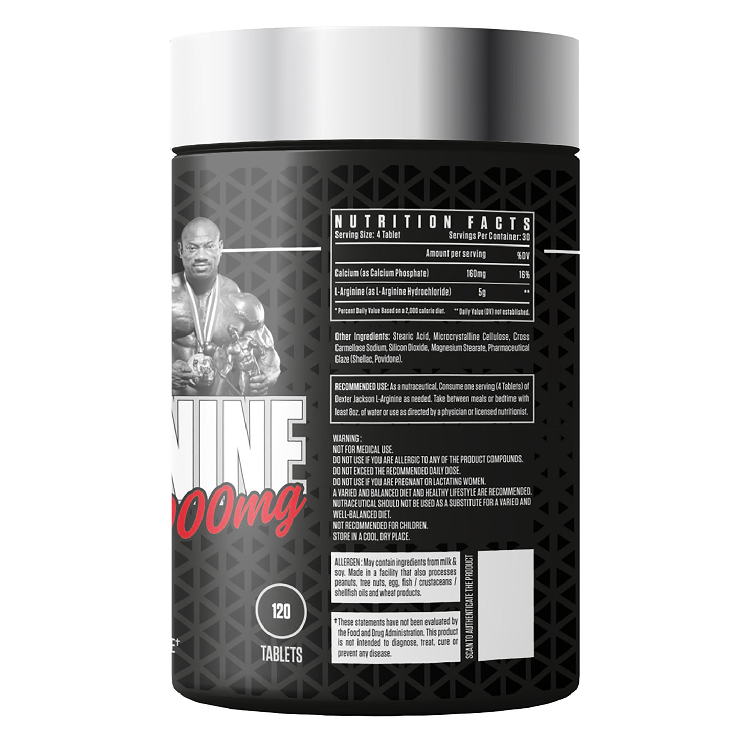 Dexter Jackson Signature Series Black Series L-Arginine - 5000Mg | Health Supplement | 30 Servings, 120 Tablets