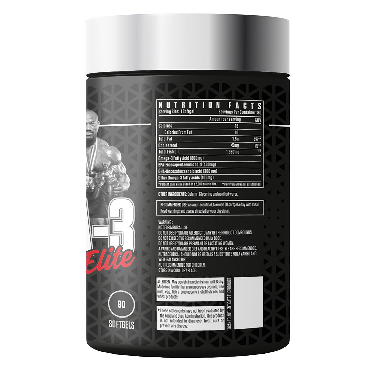 Dexter Jackson Signature Series Black Series Omega-3 Elite | Fish Oil - 1250Mg, Omega-3-800Mg | 90 Softgels - Joint Support Supplement