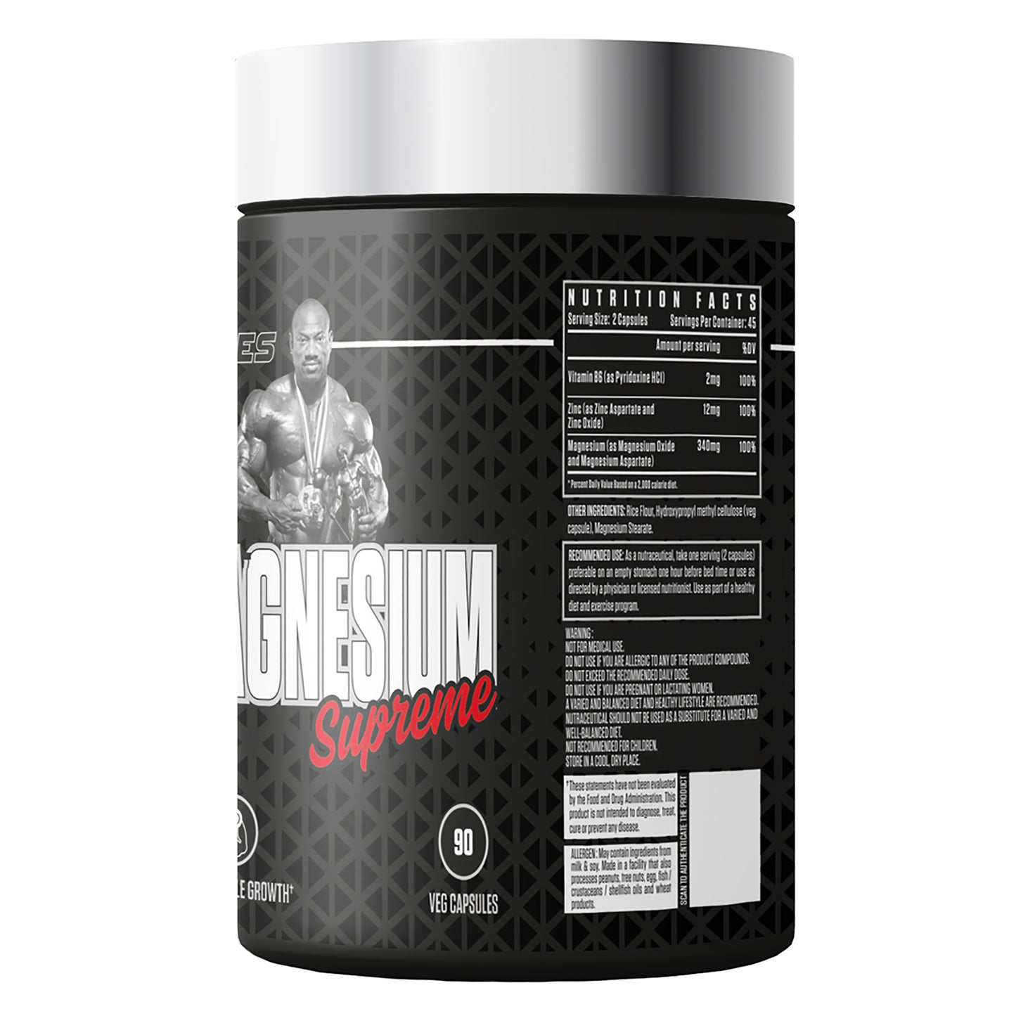 Dexter Jackson Black Series Zinc & Magnesium Supreme | Boost Muscle Growth | 90 Veg Capsules - Essential Mineral Support