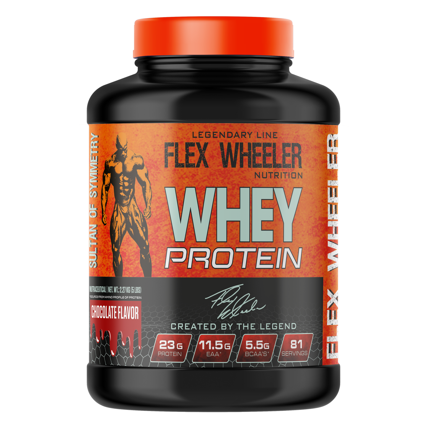 Flex Wheeler Nutrition Whey Protein Powder - 5 lbs (2.27kg) | Premium Muscle Building Supplement with 100% Pure Whey Isolate