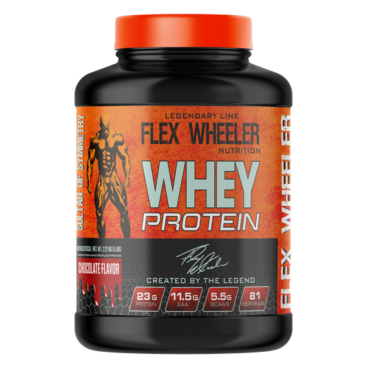 Flex Wheeler Nutrition Whey Protein Powder - 5 lbs (2.27kg) | Premium Muscle Building Supplement with 100% Pure Whey Isolate