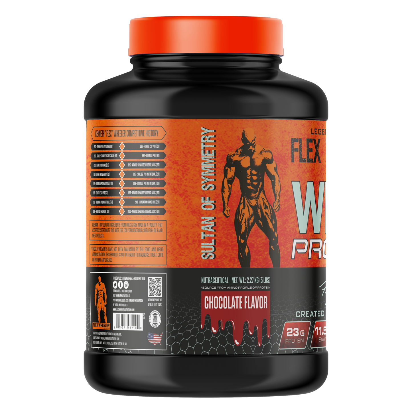 Flex Wheeler Nutrition Whey Protein Powder - 5 lbs (2.27kg) | Premium Muscle Building Supplement with 100% Pure Whey Isolate