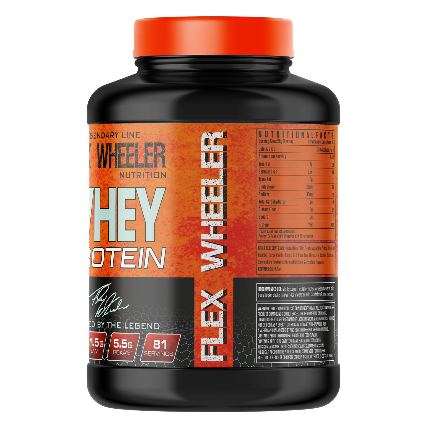 Flex Wheeler Nutrition Whey Protein Powder - 5 lbs (2.27kg) | Premium Muscle Building Supplement with 100% Pure Whey Isolate