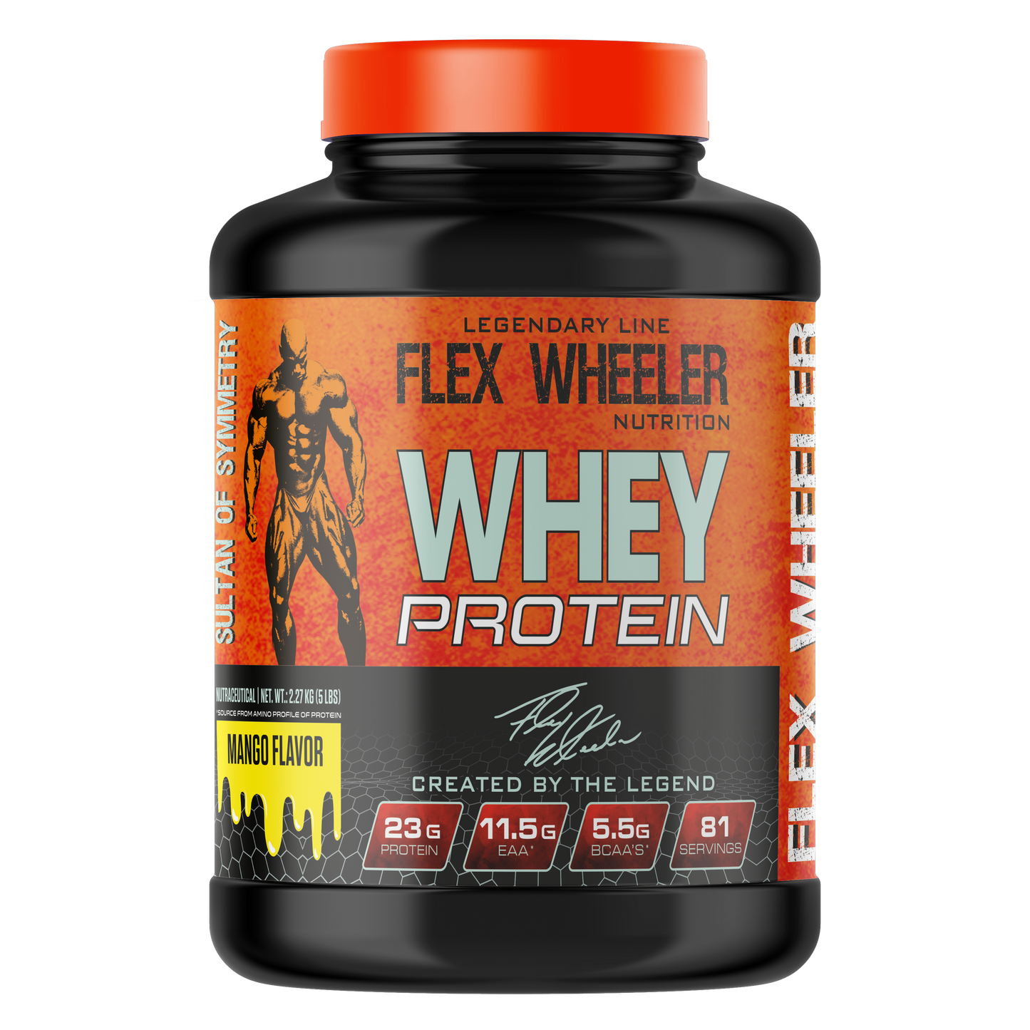 Flex Wheeler Nutrition Whey Protein Powder - 5 lbs (2.27kg) | Premium Muscle Building Supplement with 100% Pure Whey Isolate