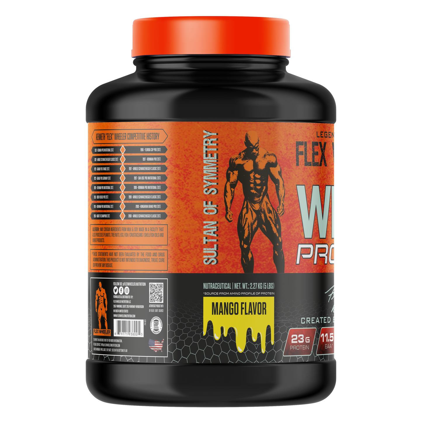 Flex Wheeler Nutrition Whey Protein Powder - 5 lbs (2.27kg) | Premium Muscle Building Supplement with 100% Pure Whey Isolate