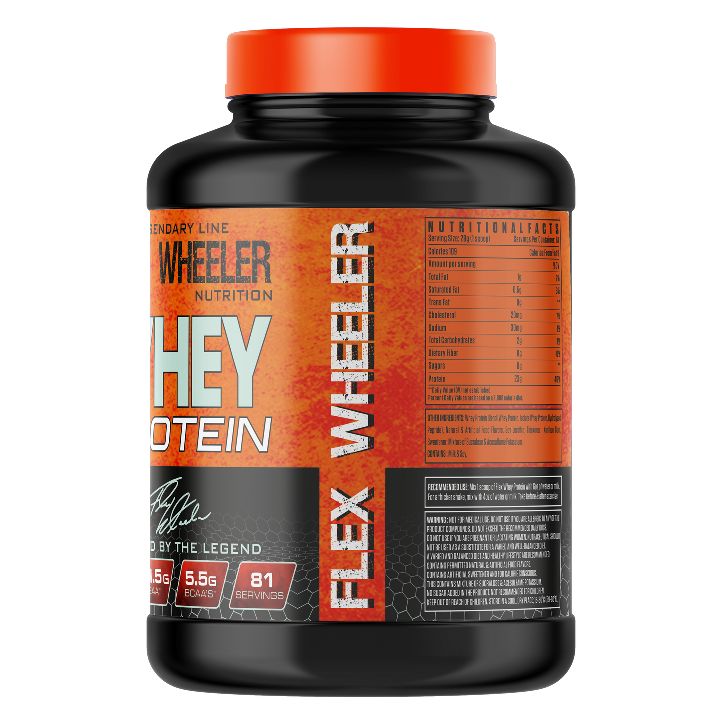 Flex Wheeler Nutrition Whey Protein Powder - 5 lbs (2.27kg) | Premium Muscle Building Supplement with 100% Pure Whey Isolate