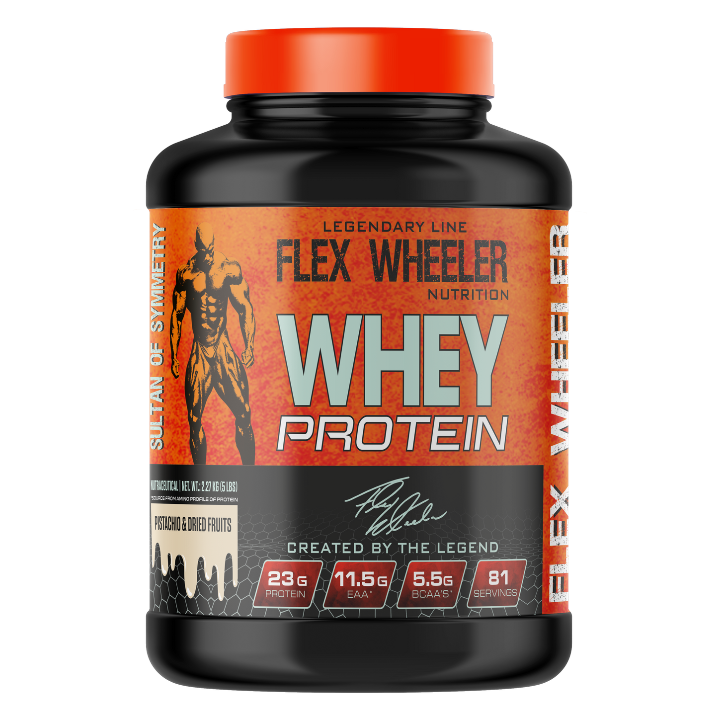 Flex Wheeler Nutrition Whey Protein Powder - 5 lbs (2.27kg) | Premium Muscle Building Supplement with 100% Pure Whey Isolate
