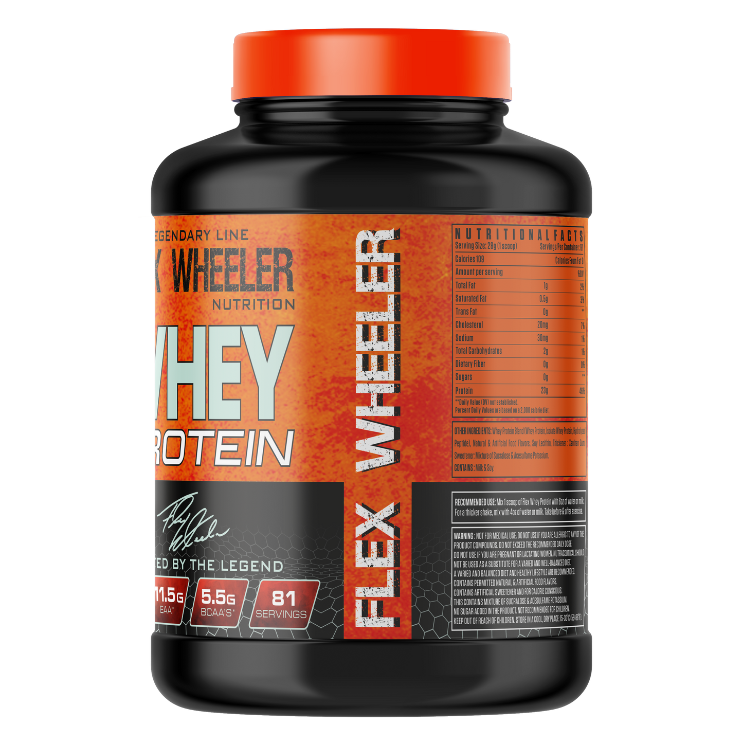 Flex Wheeler Nutrition Whey Protein Powder - 5 lbs (2.27kg) | Premium Muscle Building Supplement with 100% Pure Whey Isolate