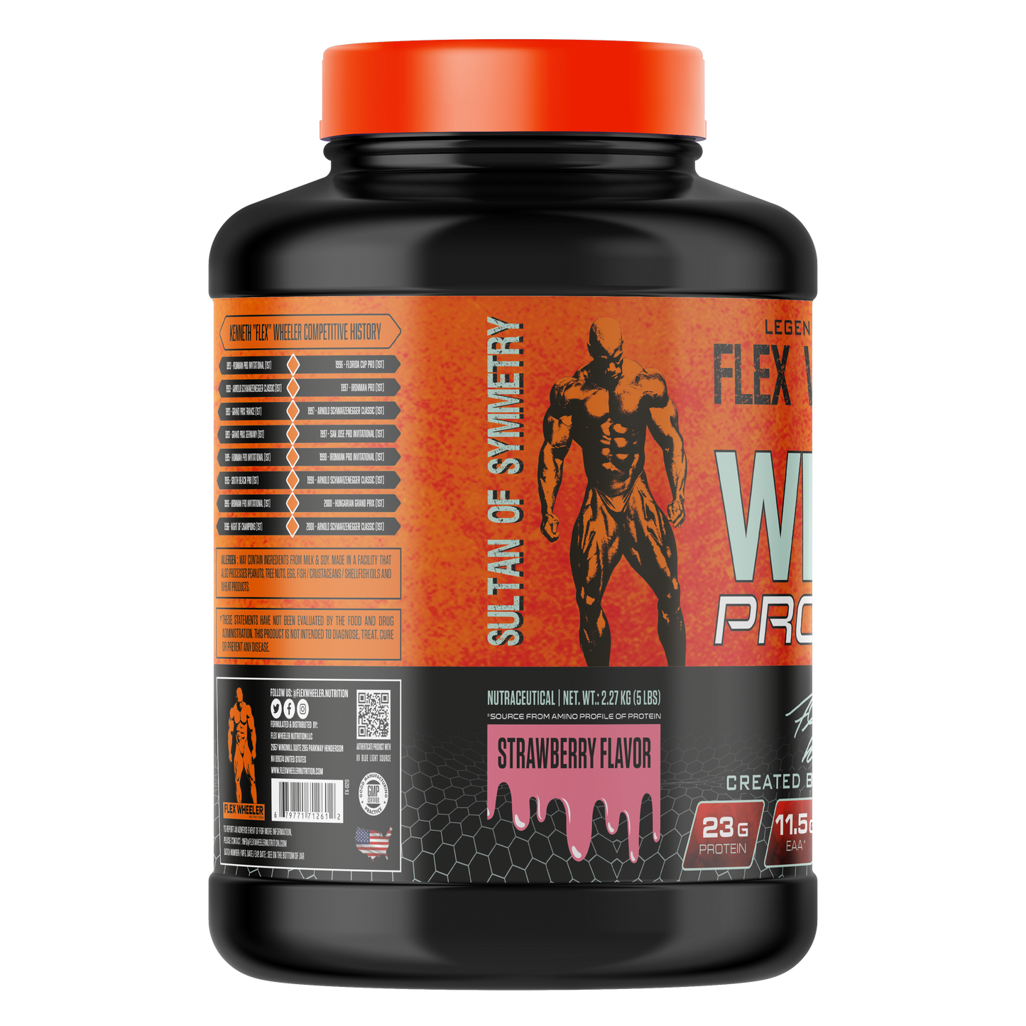 Flex Wheeler Nutrition Whey Protein Powder - 5 lbs (2.27kg) | Premium Muscle Building Supplement with 100% Pure Whey Isolate