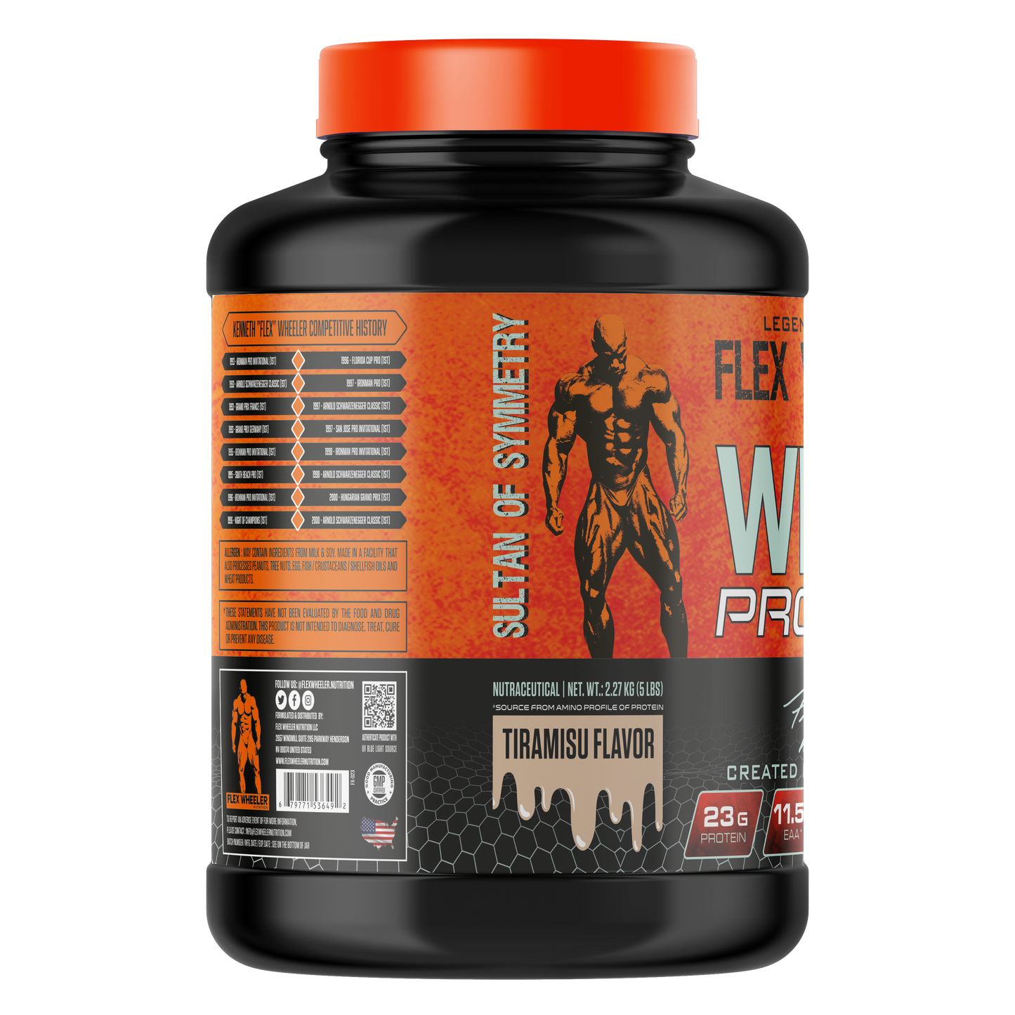 Flex Wheeler Nutrition Whey Protein Powder - 5 lbs (2.27kg) | Premium Muscle Building Supplement with 100% Pure Whey Isolate