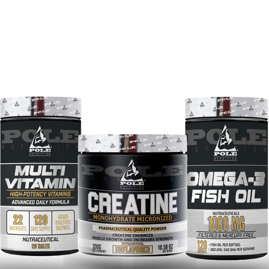 POLE NUTRITION OFFER - Multivitamin 120Tab, Omega Fish Oil 120 Softgels, Creatine 300Grams